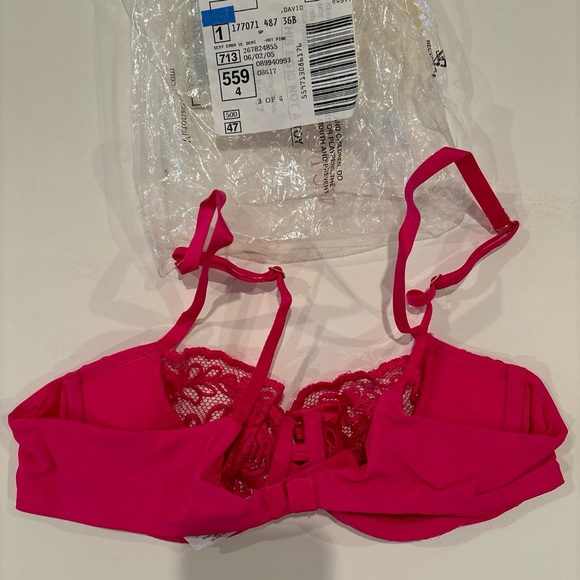 VINTAGE 2005 Victoria’s Secret Embroidered Unlined Demi Bra 36B NWOT Hot Pink - Picture 4 of 9